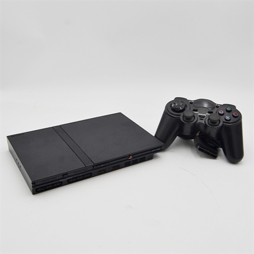 Playstation 2 Slim Sort Konsol - Uoriginal Controller - SNR FC3349845 (C Grade) (Genbrug)